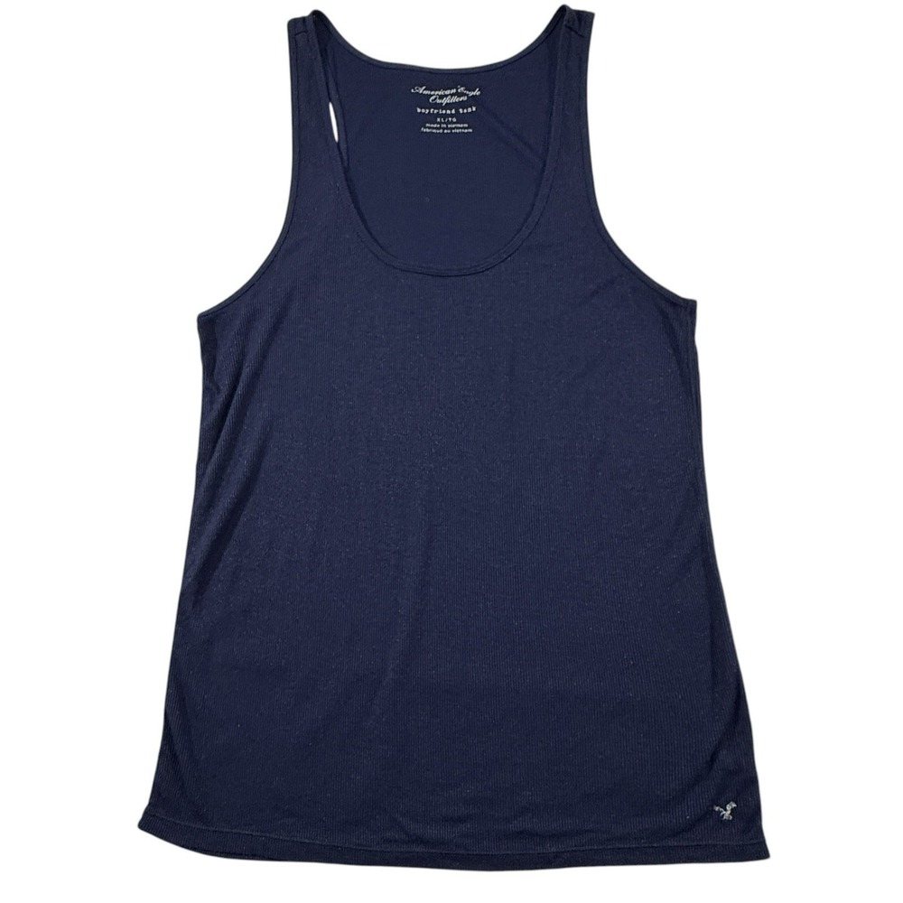 Y2K American Eagle Navy‎ Ribbed Tank Top Womens Sz XL layering Elena Gilbert
